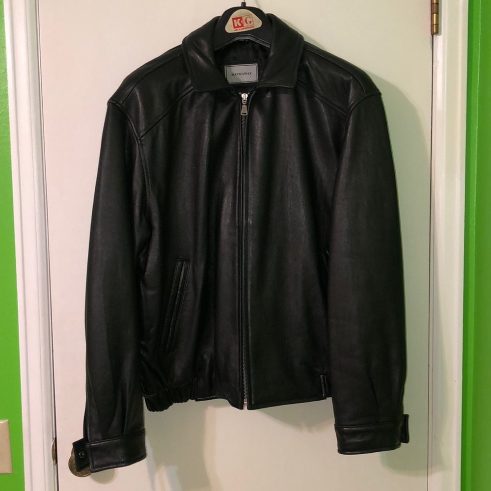 Men’s Hathaway Bomber Style Leather Jacket Size L